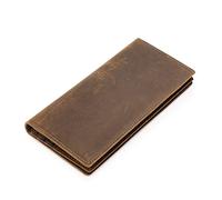 CWLPSL Carteras de Mujer de Marca para Hombre, Cartera Delgada de Cuero Genuino, Monedero Vintage Largo Plegable, Tarjetero de Mano, Cartera de Cuero de Caballo Loco para Hombre
