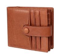 CWLPSL Carteras Delgadas RFID para Hombres, Billetera Plegable de Cuero Genuino con Bolsillo Frontal (Color: Negro, tamaño: 11 * 2 * 9,7 cm)