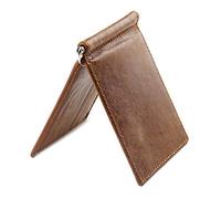 CWLPSL Carteras para Hombre Cartera de Cuero Genuino con Clip para Dinero para Hombre con Abrazadera Monedero pequeño Porta Efectivo Ranuras Delgadas para Tarjetas para