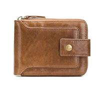 CWLPSL Carteras para Hombre Cartera de Embrague Corta con Cremallera Plegable para Hombres Informales Bolsa de Dinero de Cuero Vintage de Moda para Monedero Masculino Titular de la Tarjeta