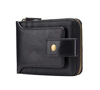 CWLPSL Carteras para Hombre Cartera de Embrague Corta con Cremallera Plegable para Hombres Informales Bolsa de Dinero de Cuero Vintage de Moda para Monedero Masculino Titular de la Tarjeta