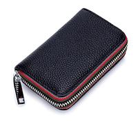CWLPSL Carteras para Hombre, de Piel auténtica, para Hombre y Mujer, Tarjetero, pequeña Cartera con Cremallera, Monedero sólido, diseño de acordeón, Tarjetero de Negocios