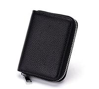 CWLPSL Carteras para Hombre, Tarjetero de Negocios para Hombre, Tarjetero de Cuero Genuino, Tarjetero con Bolsillo con Cremallera para Mujer, Monedero con Cremallera