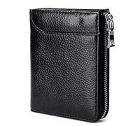 CWLPSL Carteras RFID LIM para Hombre: Cartera Plegable de Cuero Genuino con Bolsillo Frontal y Cremallera