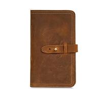 CWLPSL Clip para Billetes, Bolso de Mano, Cartera Hecha a Mano para Hombre, Bolso de Mano, Bolso de Pasaporte Retro para Hombre, Organizador (Color: marrón, tamaño: 11 x 19 x 2 cm)