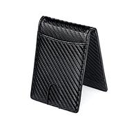 CWLPSL Clip para Dinero para Hombre, Minimalista, Mini Tarjeta de crédito Comercial, Soporte para Tarjeta de identificación, Bolso, Carteras de Fibra de Carbono para Hombre (Negro, 11 * 8cm)