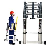 CWLPSL Escalera Extensible telescópica de 8 m/ 7 m/ 6,2 m/ 5 m/ 4 m/ 3,8 m/ 2 m/ 1 m, escaleras telescópicas de Aluminio para el hogar, azotea, RV, ático, Trabajo Interior al Aire Libre, Carga 150 kg