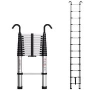 CWLPSL Escalera telescópica de Aluminio Escalera telescópica Multiusos con 2 Ganchos Desmontables Escalera de extensión portátil para Loft con pies Antideslizantes para el hogar, jardín, Techo de RV