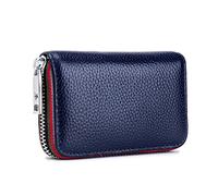 CWLPSL Tarjetero de Cuero para Hombres y Mujeres, Cartera pequeña con Cremallera, Monedero sólido, diseño de acordeón, identificación RFID, Bolsas de crédito comerciales (Color: D) (A)