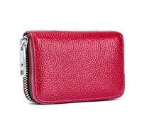 CWLPSL Tarjetero de Cuero para Hombres y Mujeres, Cartera pequeña con Cremallera, Monedero sólido, diseño de acordeón, identificación RFID, Bolsas de crédito comerciales (Color: D) (B)