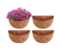 CWOQOCW 3 forros de coco de repuesto semicirculares de 16 pulgadas, fibra de coco de repuesto para cestas colgantes de pared, macetas de jardín (16 pulgadas)