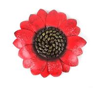 CWOQOCW Arte de pared de girasol de hierro forjado hecho a mano para el hogar Jardín Hotel Decoración Metal Floral Colgante Ornamento Display (rojo)