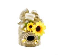 CWOQOCW Decoración de colmena de cuerda hecha a mano con lazo a cuadros de búfalo, abejas de madera, estilo granja, decoración de casa de abejas de miel (D)