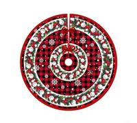 CWOQOCW Falda del árbol de Navidad, alfombra del árbol de Navidad, alfombra redonda de poliéster con estampado de dibujos animados de 90 cm para adorno de escena navideña y decoración de temporada (A)