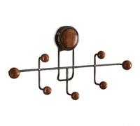 CWOQOCW Ganchos montados en la pared con ventosa fuerte, no requiere taladro, diseño de doble fila para baño, cocina, organización de nogal negro (nogal negro)