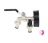 CWOQOCW Grifo de aleación de zinc de doble salida para toneladas IBC con rosca gruesa S60x6 para evitar fugas durante el lavado al aire libre y sistemas de almacenamiento de agua de lluvia (negro)