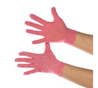 CWOQOCW Guantes de patinaje artístico con malla de alta elasticidad y diamantes de imitación, poliéster transpirable y elastano para mujeres y niñas, rendimiento y práctica (rosa)