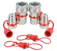 CWOQOCW ISO7241-A hidráulico de acero al carbono conecta las colocaciones del NPT del acoplador, con el tapón antipolvo para la industria de la construcción de la agricultura (NPT1/2)