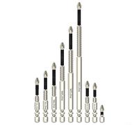 CWOQOCW Juego de 9 brocas magnéticas de cabeza cruzada PH2 antideslizante de aleación de acero con vástago hexagonal de 1/4 de pulgada de 25-150 mm para herramientas eléctricas