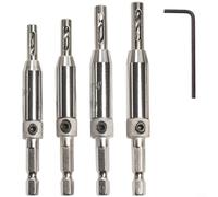 CWOQOCW Juego de brocas de bisagra, juego de brocas de bisagra con vástago hexagonal de acero de alta velocidad para carpintería de puerta y ventana de instalación de bisagras (B)