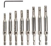 CWOQOCW Juego de brocas de bisagra, juego de brocas de bisagra con vástago hexagonal de acero de alta velocidad para carpintería de puerta y ventana instalación de bisagras (D)