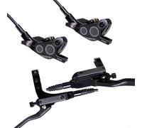 CWOQOCW Kit de freno de disco hidráulico para bicicletas de montaña, Calibradores de aleación de aluminio de 4 pistones con tubo de aceite mineral delantero de 800 mm y trasero de 1450 mm (negro)