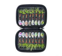 CWOQOCW Kit de señuelos giratorios giratorios de 16 piezas con ganchos agudos para pesca en la playa, cebos de cobre brillantes, multicolor en bolsa de EVA portátil (A)
