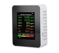 CWOQOCW Monitor de calidad del aire 6 en 1 para interiores, PM2.5 PM10 TVOC, detector de dióxido de carbono con pantalla de temperatura, carga tipo C para oficina en casa (blanco)