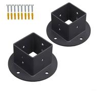 CWOQOCW Paquete de 2 bases cuadradas de anclaje para poste de brida de suelo, kit de soporte de montaje de poste de valla de metal para barandilla de porche de cubierta de 2 x 2 pulgadas, color negro