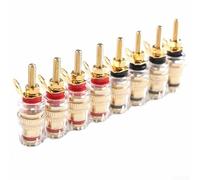 CWOQOCW Paquete de 8 conectores de terminales de altavoz chapados en oro para sistema de audio doméstico para amplificadores de altavoces, conector de terminal, negro y rojo