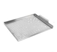 CWOQOCW Placa rectangular de acero inoxidable de 16 pulgadas para barbacoa al aire libre, accesorio de barbacoa resistente con asas para asar vieiras y verduras en parrilla de gas