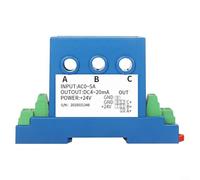 CWOQOCW Transmisor de corriente de CA trifásico para gestión de energía, entrada de orificio pasante, aislamiento de 25kV, medición sinusoidal de 50Hz, caja azul ABS, sistemas de energía comerciales