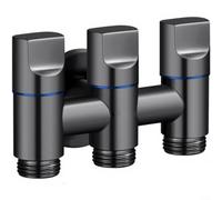 CWOQOCW Válvula desviadora de 3 vías de acero inoxidable Válvula de ángulo de 1/2 pulgada para lavadoras, lavavajillas, ducha, resistente a altas presiones, diseño compacto, negro (negro)