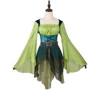 CWOQOCW Vestido de elfo para mujer, disfraz de hada verde, disfraz de manga larga, traje de juego de rol para carnaval, vacaciones (XL verde)