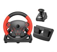 CWOQOCW Volante inalámbrico para juegos para PS4 PC para Android para iOS Smart TV, controlador de carreras compacto con pedal, material ABS para configuración de simulador (rojo)