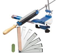 CWOVRS Afilador de cuchillo, afilador profesional con diseño de abrazadera rápida, sistema de afilado de cuchillo de ángulo fijo con sistema de sellado abrasivo para pulido, 6 piedras