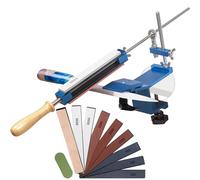 CWOVRS Afilador de cuchillo, afilador profesional con diseño de abrazadera rápida, sistema de afilado de cuchillo de ángulo fijo con sistema de sellado abrasivo para pulido, 8 piedras