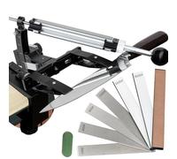 CWOVRS Afilador de cuchillos profesional con afilador de ángulo preciso, sistema de afilado de cuchillos de aluminio CNC, mecanismo flip, soporte de piedra de 2 lados, juego de 6 piedras de afilar