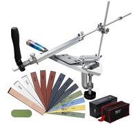 CWOVRS Afilador de Cuchillos Profesional, RX-008 Afilador de Cuchillos de ángulo Fijo Giratorio 360°, Deslizador y Accesorio Precisos Mejorados, Kit de Sistema de Afilado de Cuchillos de Cocina