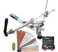 CWOVRS Afilador de Cuchillos Profesional, RX-009 Afilador de Cuchillos de Ángulo Fijo Giratorio de 360°, Cursor y Fijación Precisa Mejorados, Sistema de Afeitador de Cuchillos para Cocina, 9 Piedras