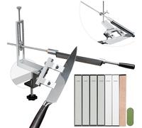 CWOVRS Sistema profesional de afilado de cuchillos, sistema de abrazadera dual de 360°, abrazadera en C, ajuste de ángulo doble, soporte ajustable para cuchillos, sistema de afilado de cuchillos