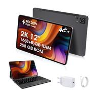 CWOWDEFU Tableta Android, Tableta de computadora 4G LTE de 12 Pulgadas, Viene con Funda de Teclado, Cuenta con 256 GB de ROM, batería PD 20W 8000 mAh, Pantalla 2K, 16 (8 + 8) GB de RAM Cuerpo Total