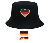 CWPFVQA 1 Gorro De Pesca, 1 Pegatina para La Cara, Gorro para Aficionados Alemanes, Gorro Decorativo Em, Aficionados Al Fútbol Em, Balón Decorativo Alemán