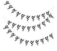 CWPFVQA 1 Juego De Banderas De Carreras, Banderas Triangulares, Banderas A Cuadros En Blanco Y Negro, Decoraciones De Competencia De Carreras, Decoraciones De Escenas De Fiestas De Carreras