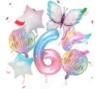 CWPFVQA 1 Juego De Estrella De Cinco Puntas, Decoración Colorida De Globos De Mariposa, Decoración De Fiesta De Cumpleaños, Paquete De Globos Numéricos, Adecuado para Varias Fiestas