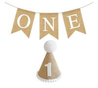 CWPFVQA 1 Pieza De Bandera De Cumpleaños Y 1 Pieza De Sombrero De Cumpleaños, Tocado De Fiesta De Cumpleaños, Accesorios De Vestido De Fiesta, Accesorios para Fotos De Fiesta