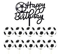 CWPFVQA 1 Pieza De Decoración para Tarta De Cumpleaños Y 10 Piezas De Decoración De Fútbol, Decoración De Elementos De Fútbol, Decoración Creativa para Tartas, Artículos para Fiestas