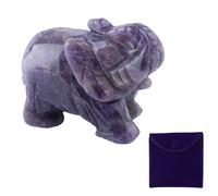 CWPFVQA 1 Pieza De Elefante Amatista, 1 Pieza De Bolsa De Almacenamiento Azul Marino, Joyería De Elefante De Cristal De 1,5 Pulgadas, Accesorios De Escritorio para Mujeres