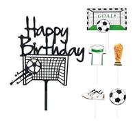 CWPFVQA 1 Pieza De Inserto De Fútbol De Feliz Cumpleaños, con Juego De 5 Inserciones De La Serie De Fútbol, Decoración De Cumpleaños De Fanáticos, Decoración De Postres