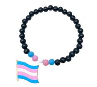 CWPFVQA 1 Pulsera De Conciencia De Género con 1 Broche De Conciencia De Género, Pulsera Arco Iris, Pulsera del Orgullo, Bandera Transgénero, Pin Arco Iris De Ropa